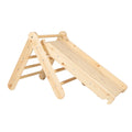 Escalera Montessori MeowBaby con tobogán y rocódromo · Madera natural