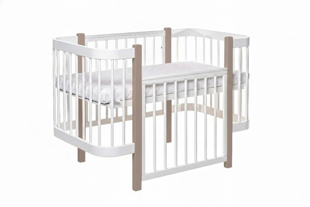 Baby Crib ELIN with Mattress - Cappuccino/White