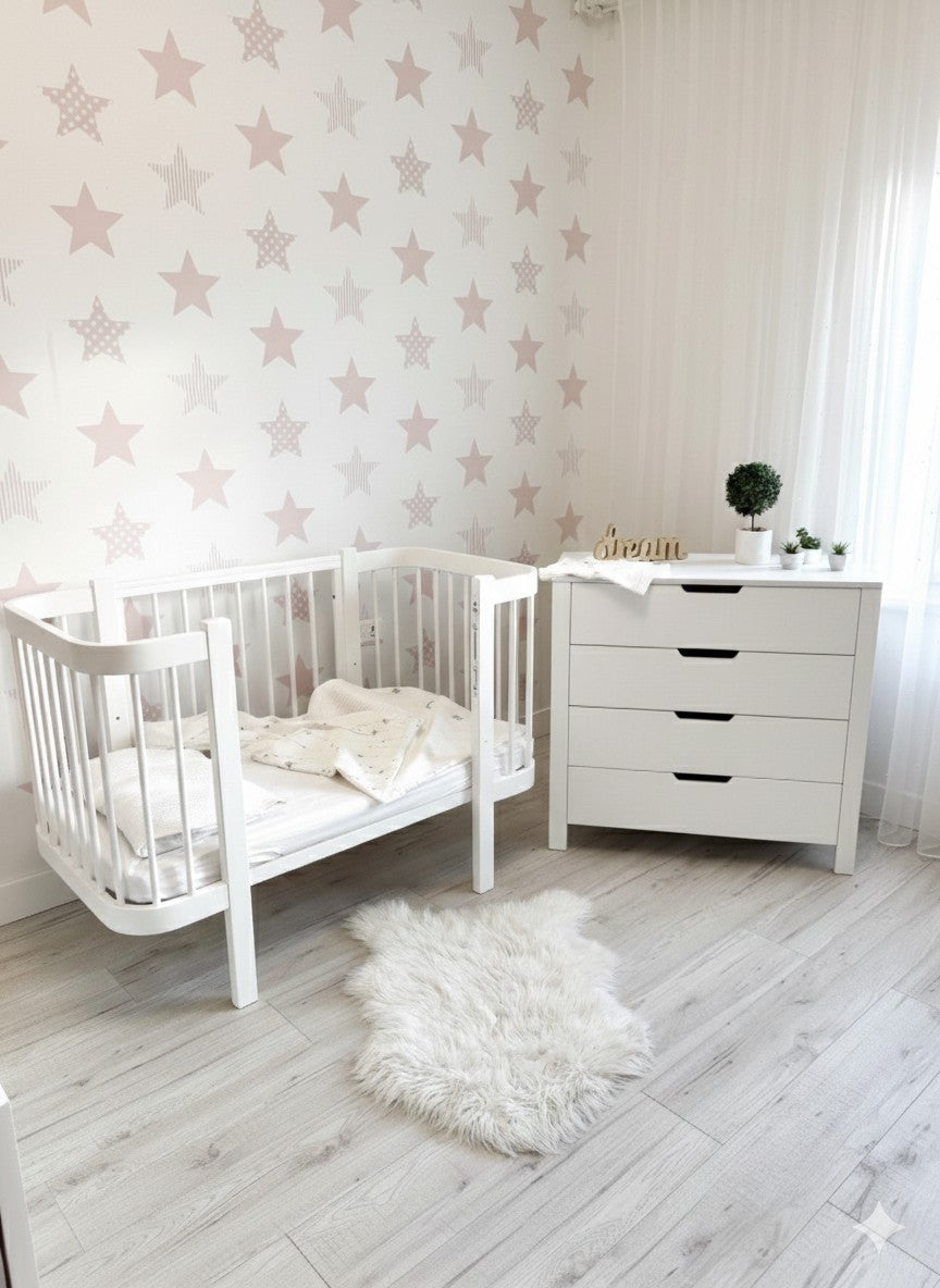 Baby Crib ELIN with Mattress - White