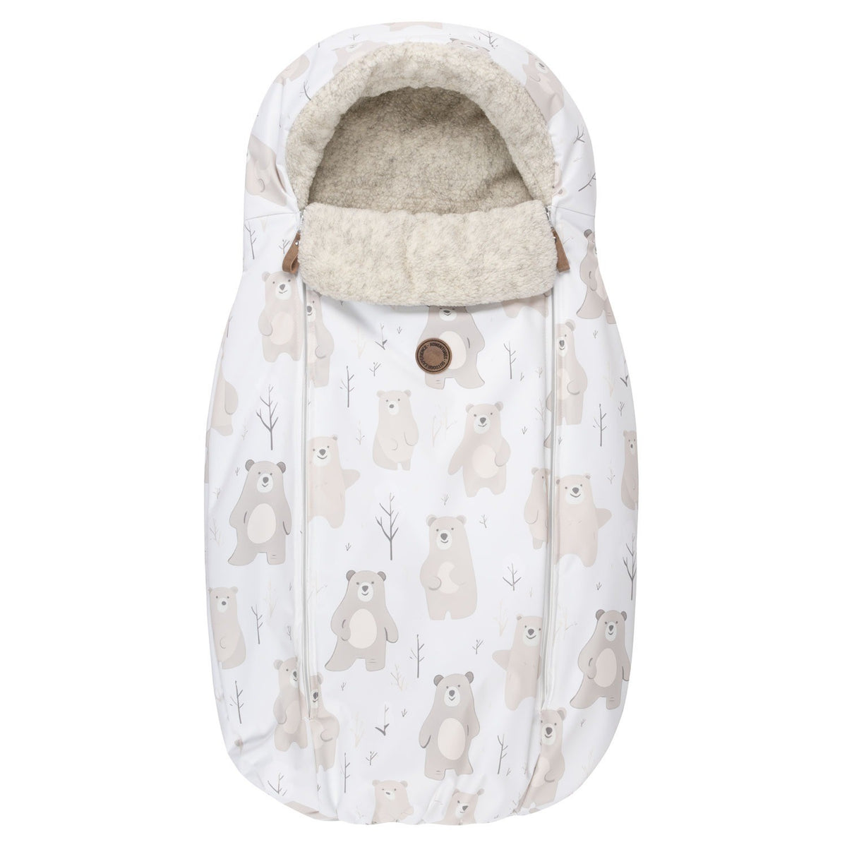 SRC:gid://shopify/Product/10777683427675 | Baby Winter Footmuff – Bear Print White / Beige, One Size