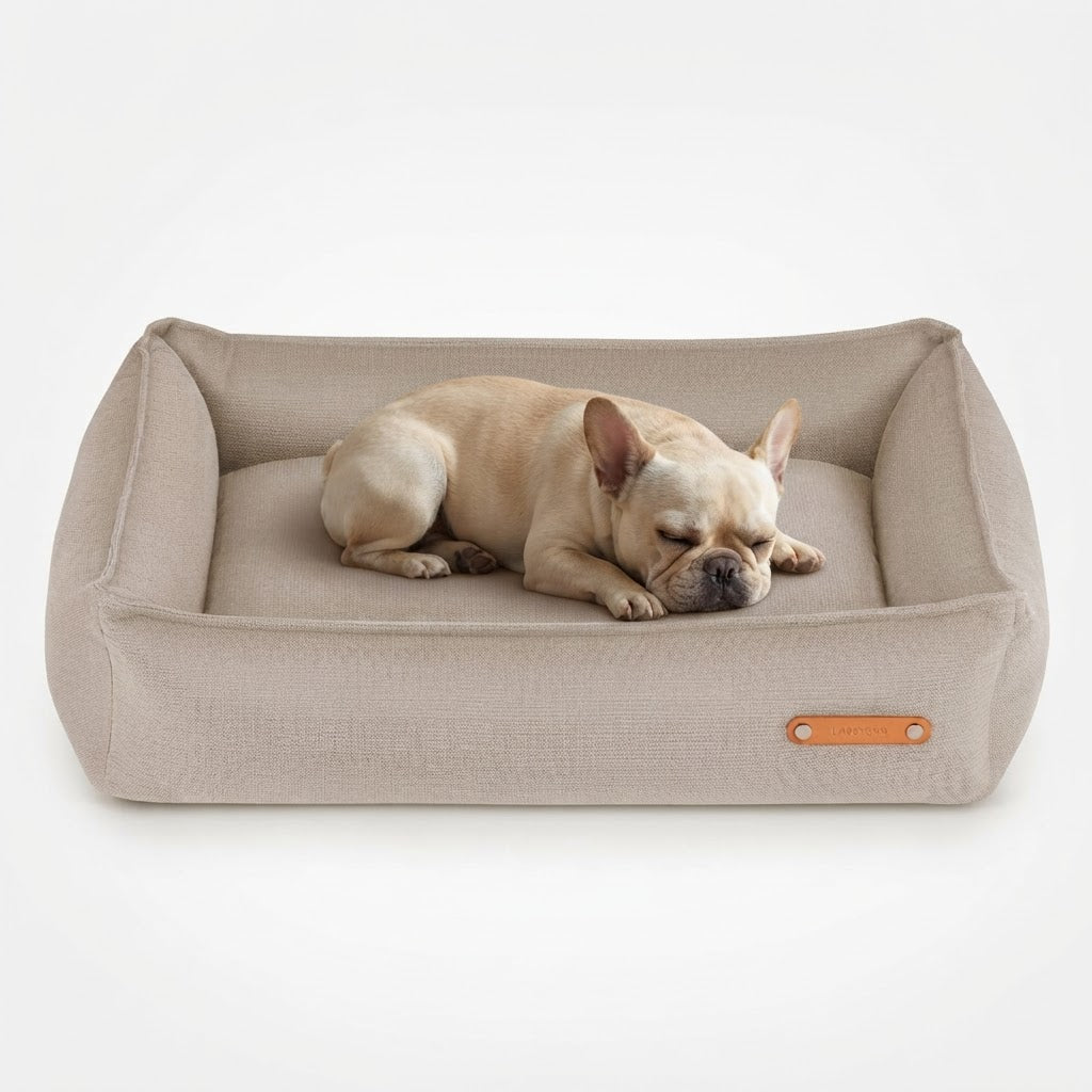 Bosca cama beige con perro
