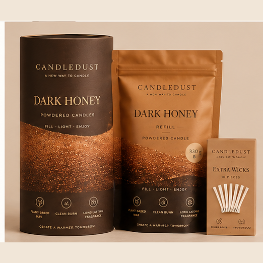 Set Vela en Polvo Dark Honey · 3 piezas