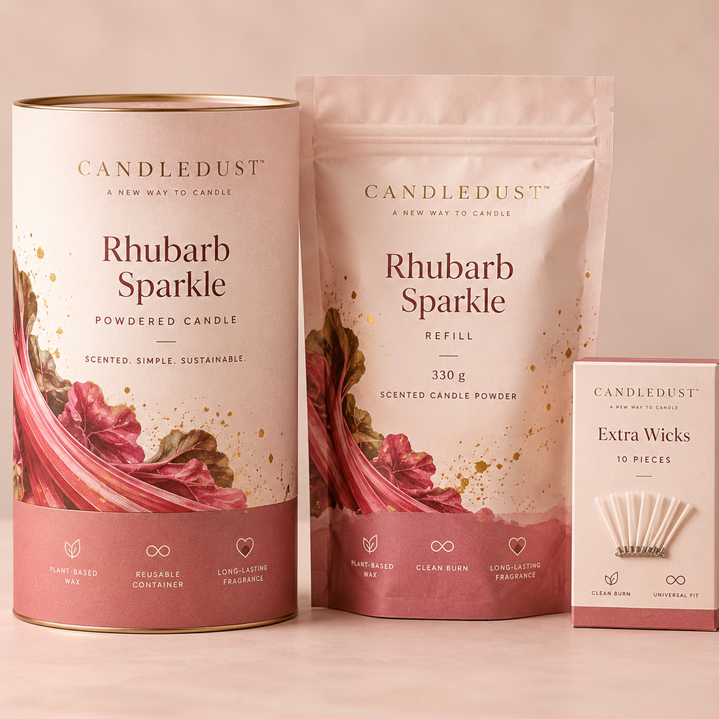 Set completo Candledust · Vela en Polvo Rhubarb Sparkle