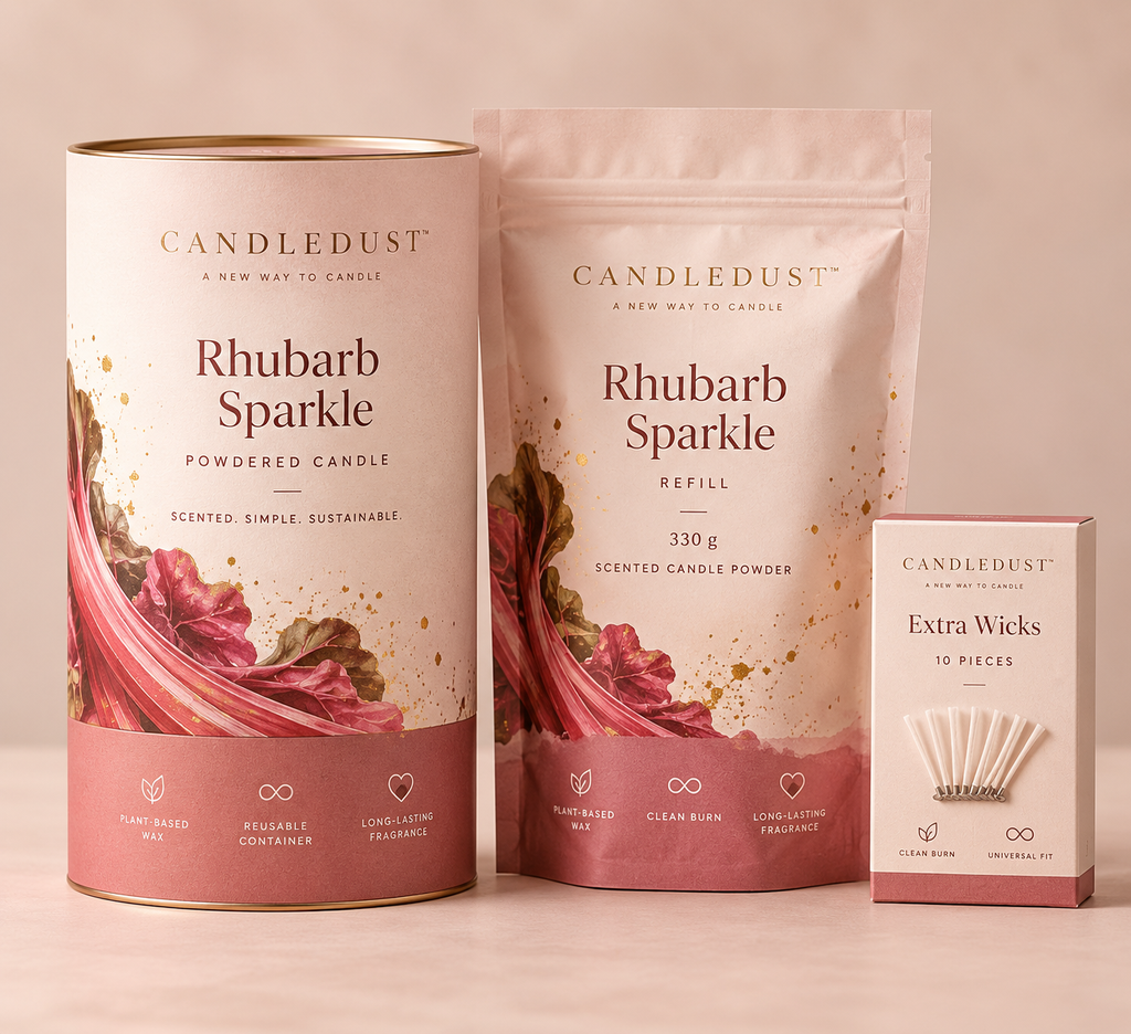 Set completo Candledust · Vela en Polvo Rhubarb Sparkle