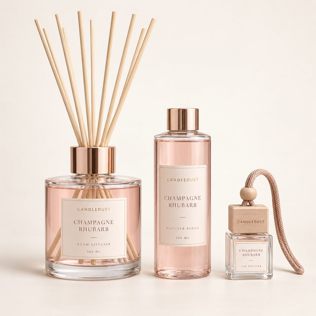 Set completo Candledust Champagne Rhubarb