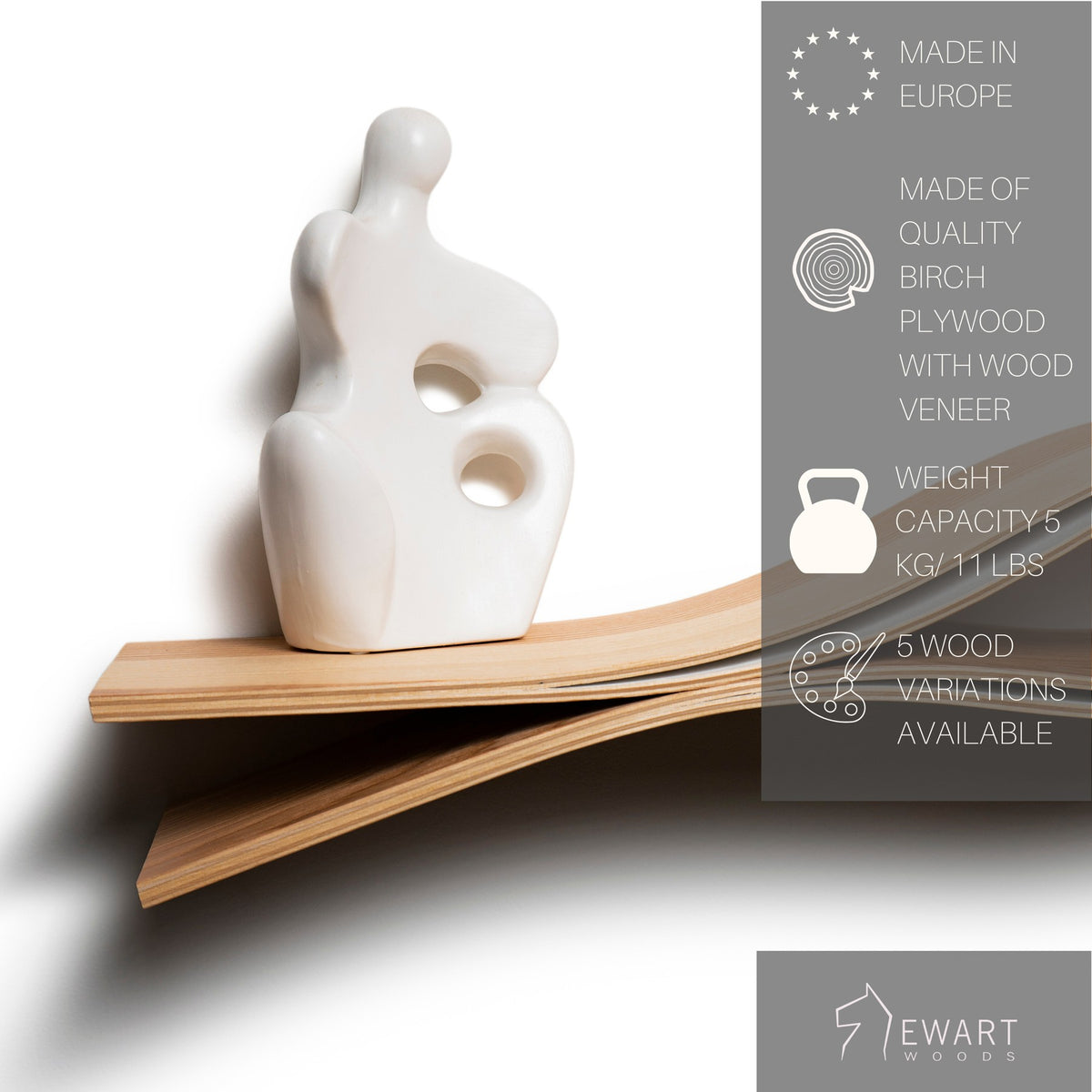 Floating Wooden Wall Shelf - Fish