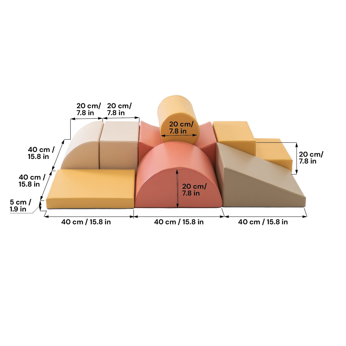 Soft Play 8 Foam Block Set - Pastel Pink Adventurer