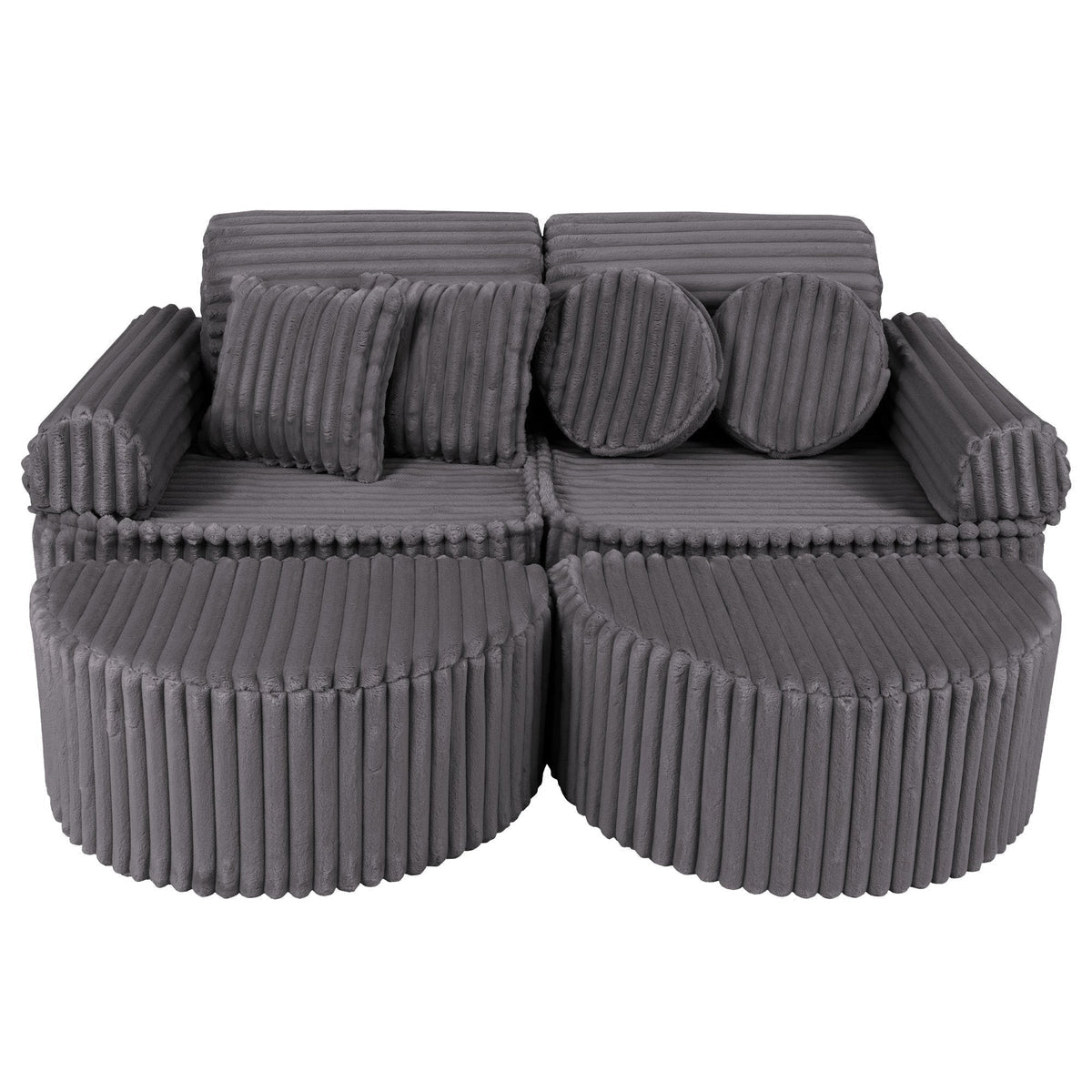 SRC:gid://shopify/Product/10777700303195 | Medium Modular Sofa for Kids - Churros Jurassic Grey Plus