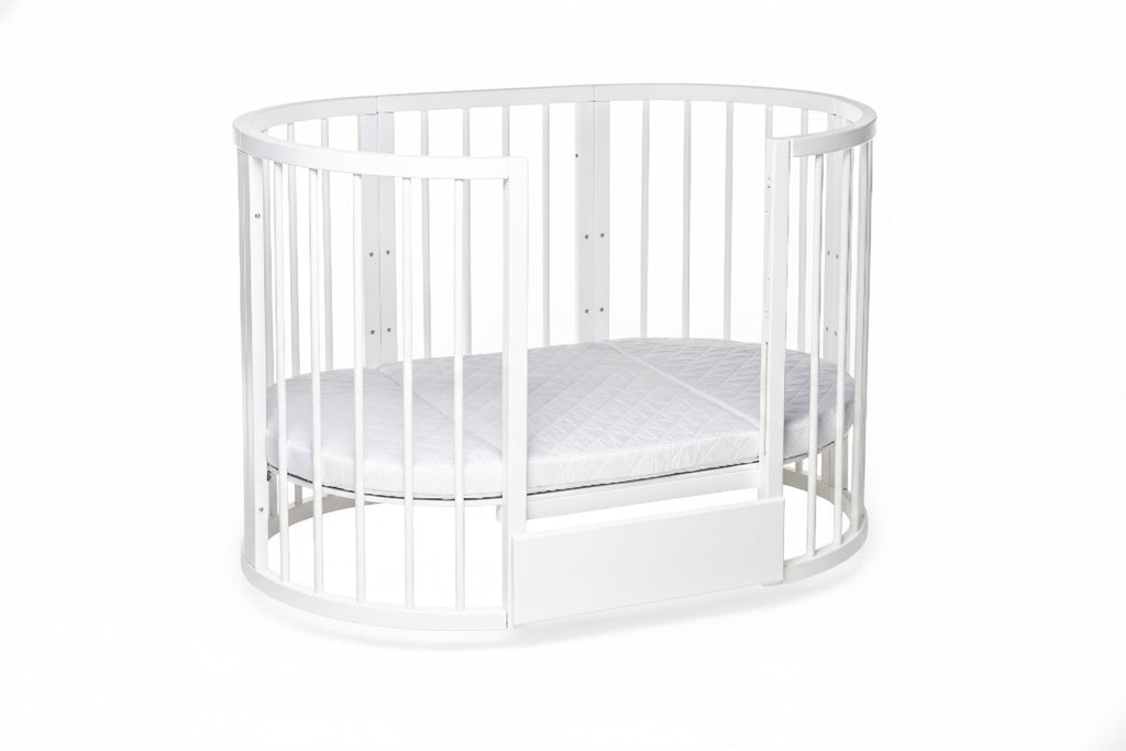 Round Baby Crib OLIN with Mattress - White