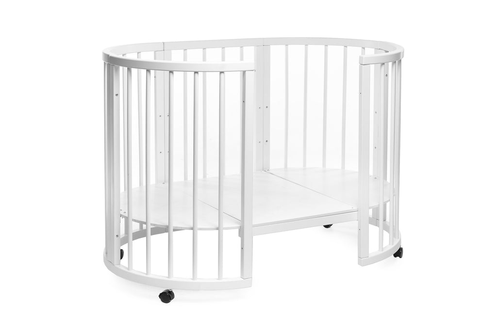 Round Baby Crib OLIN with Mattress - White