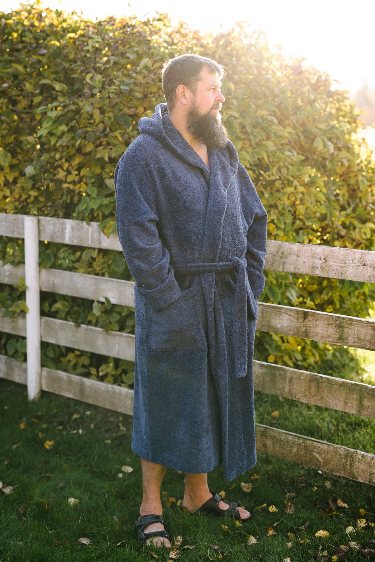 Unisex Hooded Bathrobe - Cotton Terry