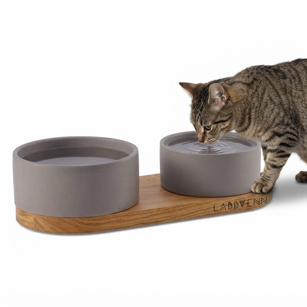 Vuku comedero doble cacao con gato